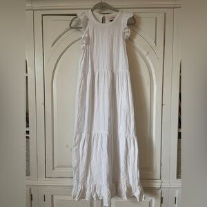 Universal thread women’s white tiered sleeveless ruffle maxi flowy dress size M